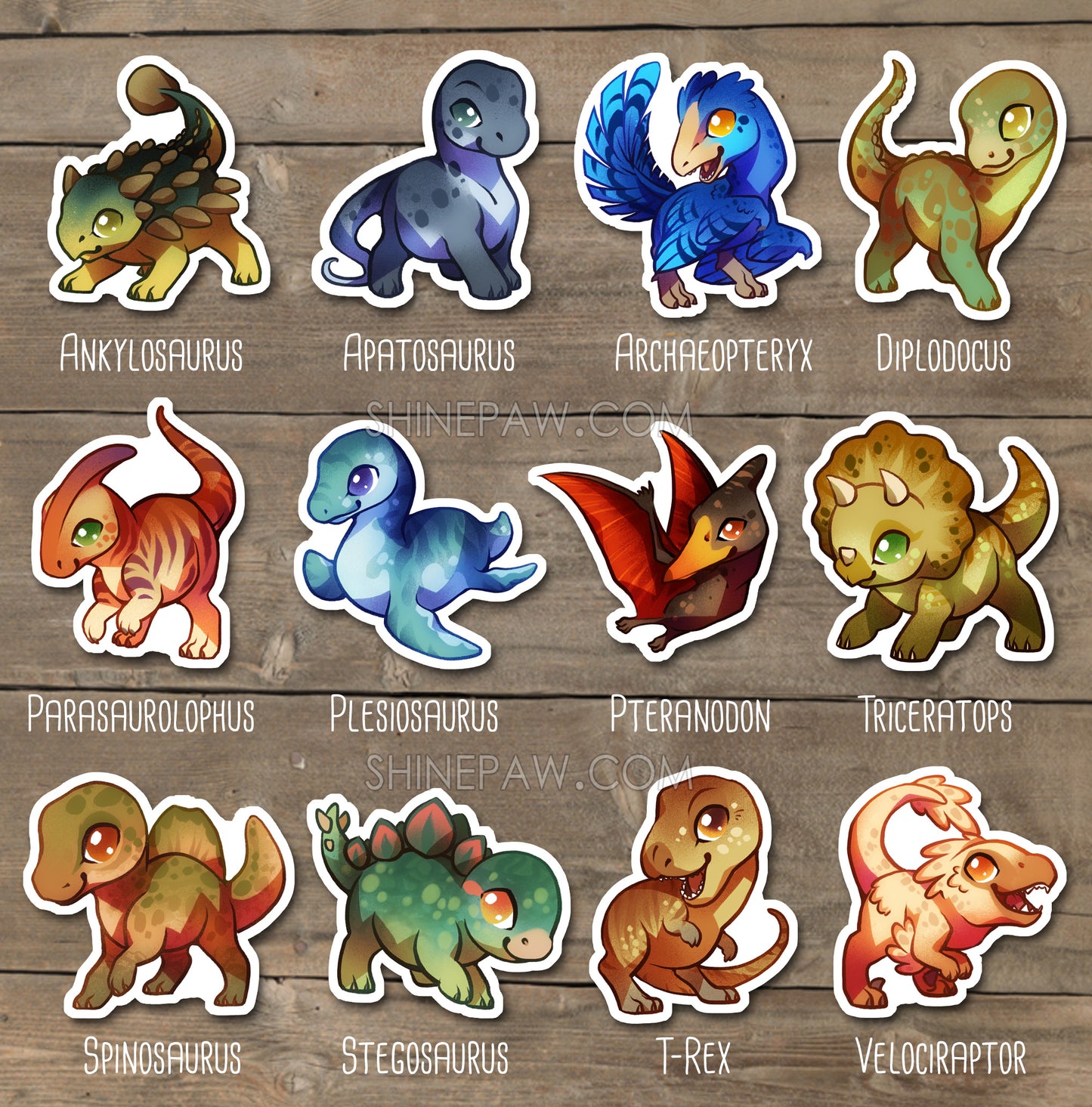 Adorable Dinosaur Sticker Set – Shinepaw Design