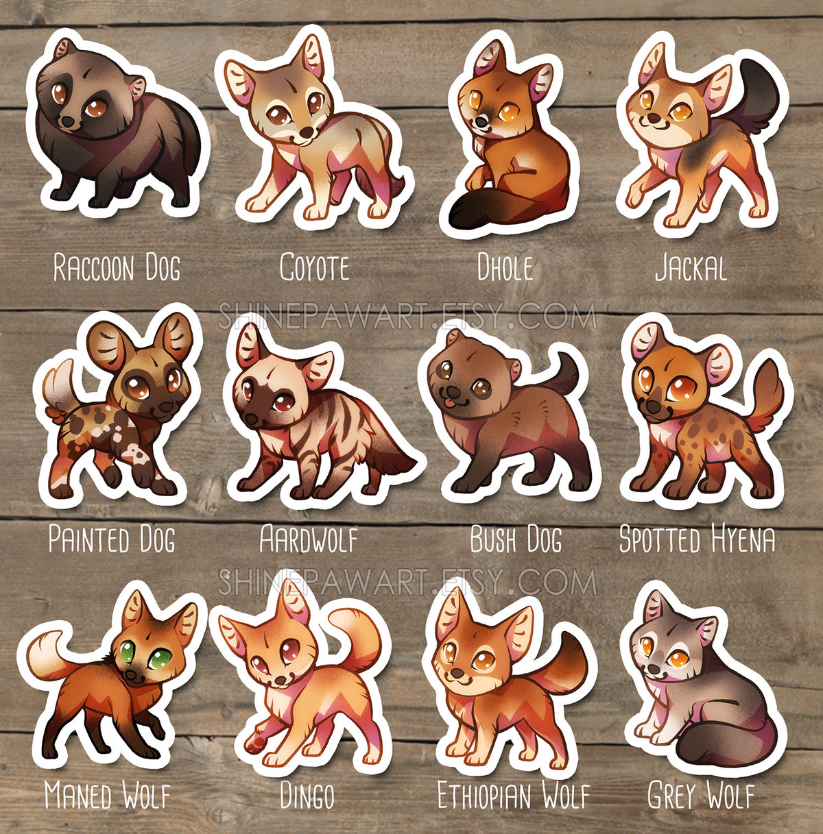 Cute Wild Dog Sticker Set – Shinepaw Design