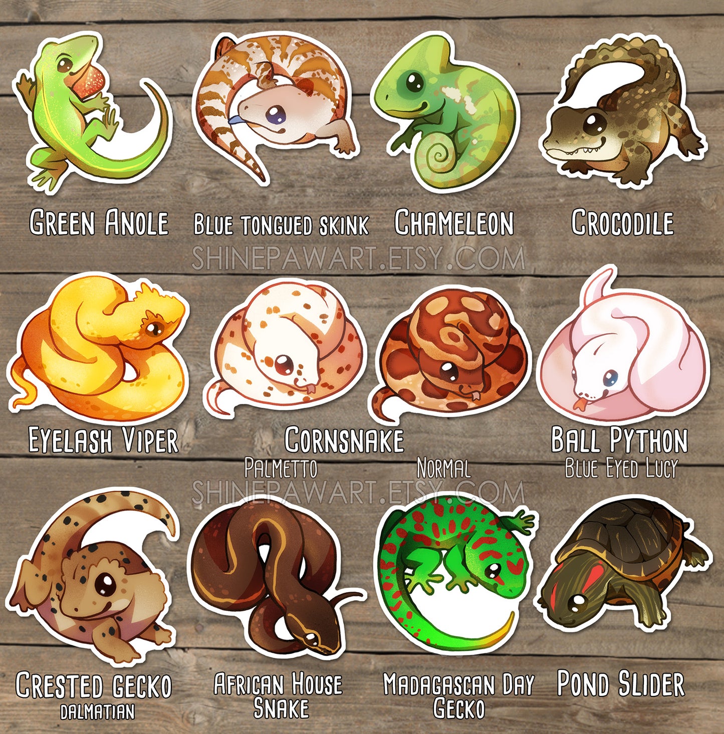 Cute Reptiles Sticker Set II