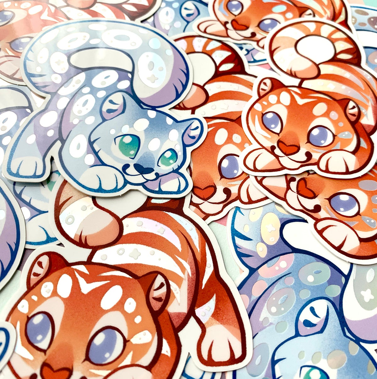 Holographic Snow Leopard Sticker