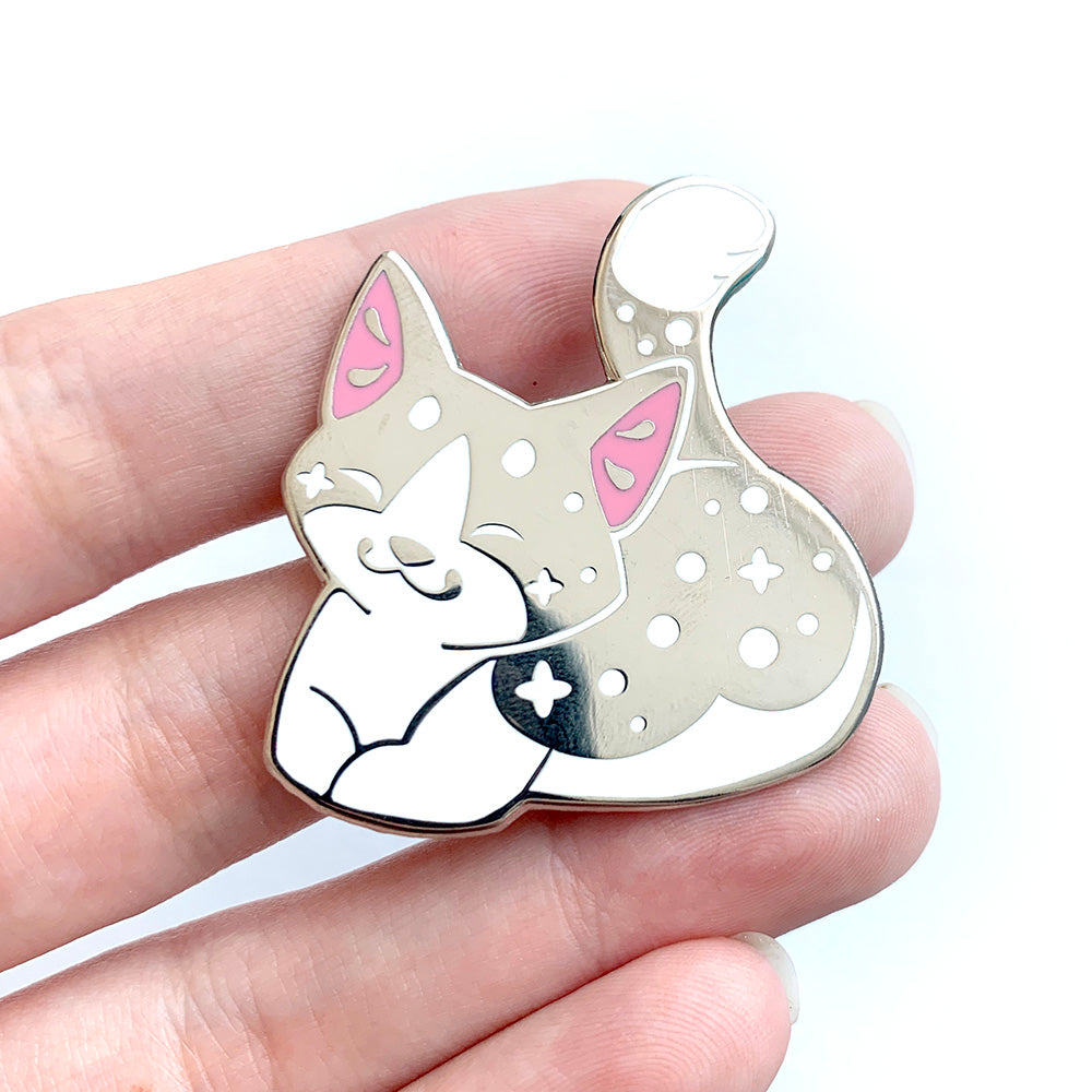 Silver Tuxedo Cat Enamel Pin
