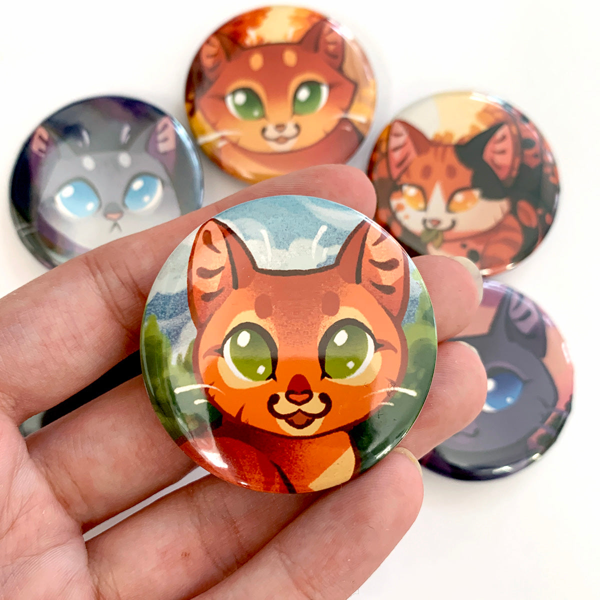 Warrior Cat Head Set of 6 Pinback Buttons