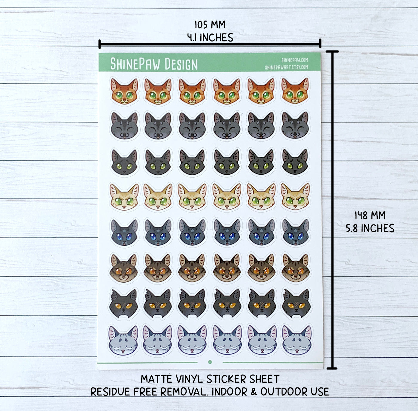 Cat Head Planner Sticker Sheet - Warrior Cats