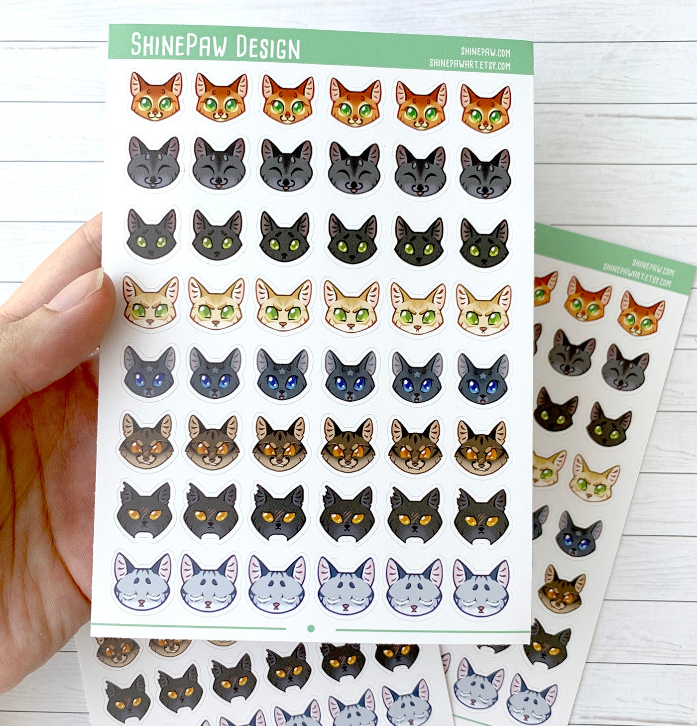 Cat Head Planner Sticker Sheet - Warrior Cats